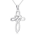 Sterling Love Heart Cross Necklace