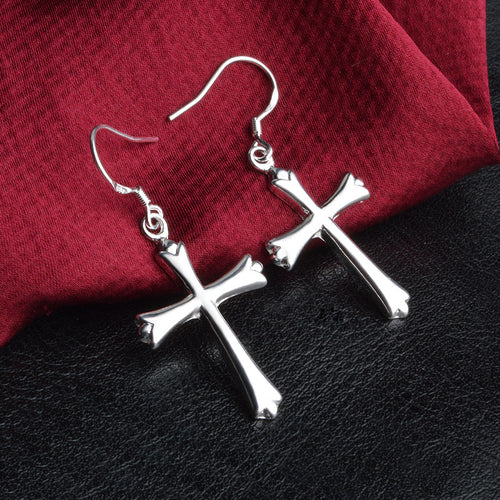 Classic Silver Cross Earrings