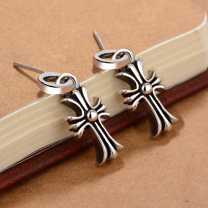 Stud Retro Cross Earrings