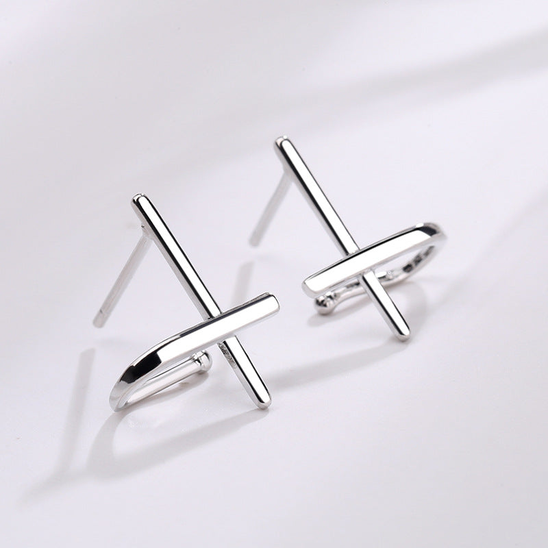 Cross Personality Line Cross Earrings