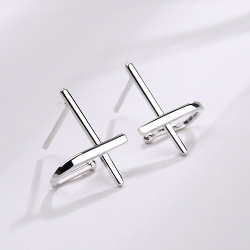 Cross Personality Line Cross Earrings