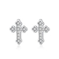 Silver Temperament Diamond Cross Earrings