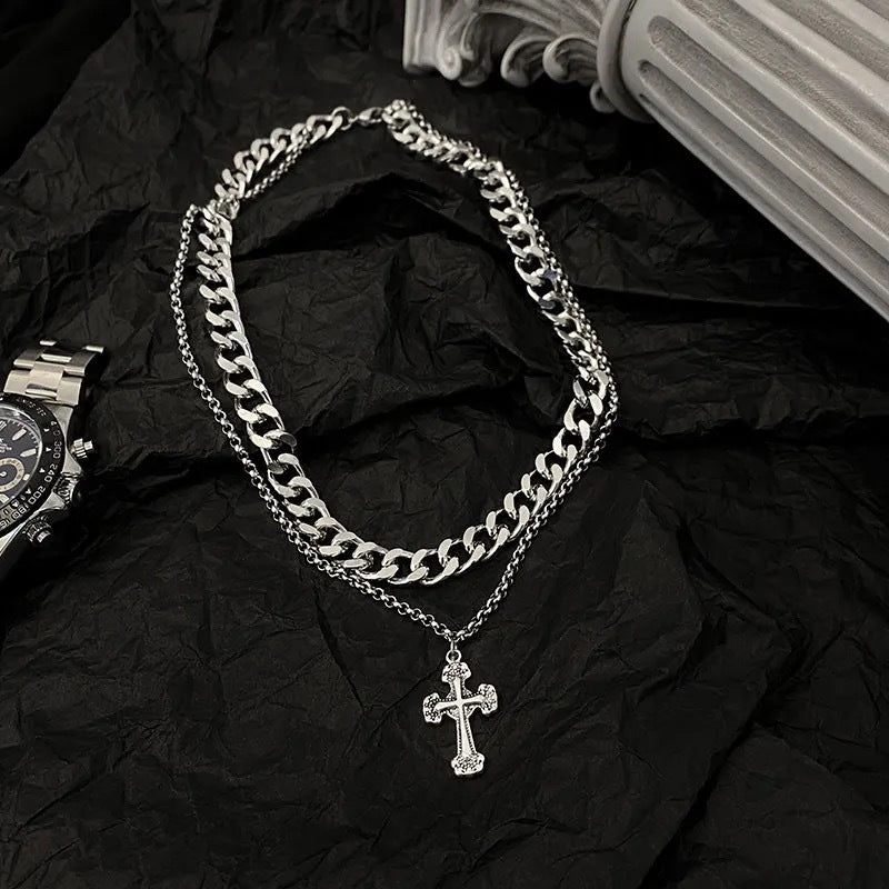 Retro Cross Titanium Steel Necklace