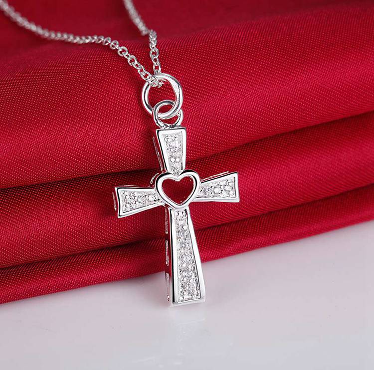 Heart-Centered Sparkling Cross Necklace