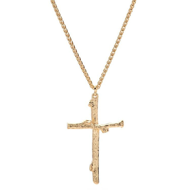 Jesus Necklace Wood Grain Cross Necklace